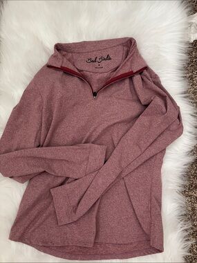 Bad Birdie Quarter-Zip Pullover Sweater - Dusty Mauve